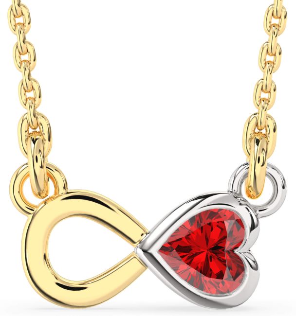 Ruby Gold Silver Infinity Heart Necklace