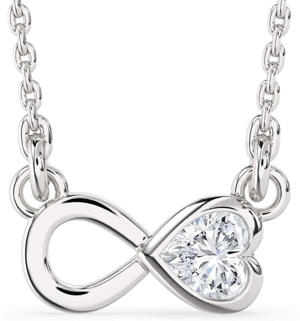 Diamond Silver Infinity Heart Necklace