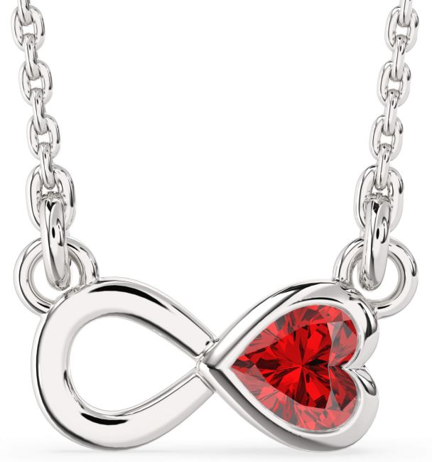 Ruby Platinum Infinity Heart Necklace