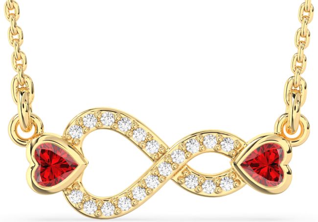 Diamond Ruby Gold Silver Infinity Birthstone Necklace