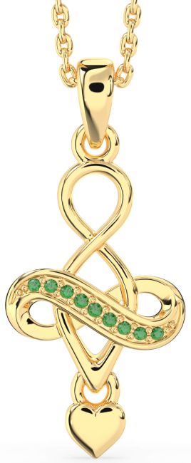 Emerald Gold Infinity Heart Necklace