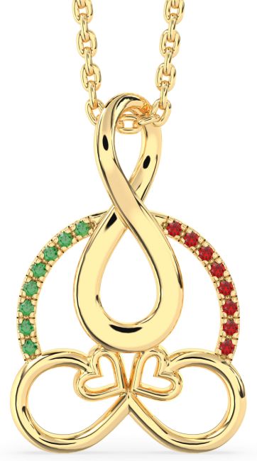 Emerald & Ruby Gold Infinity Necklace