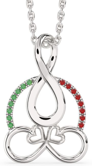 Emerald & Ruby Platinum Infinity Necklace