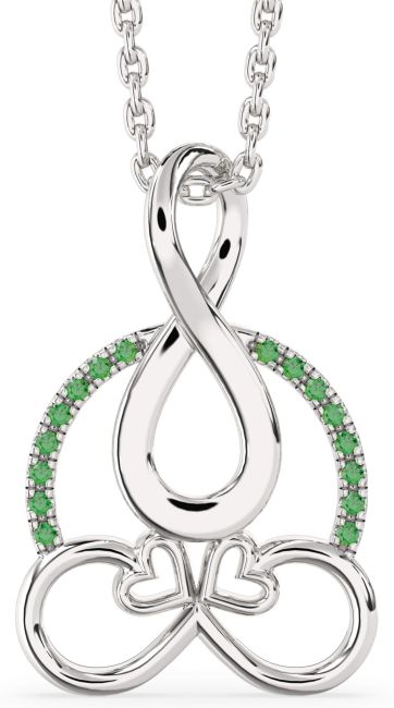 Emerald Platinum Infinity Necklace