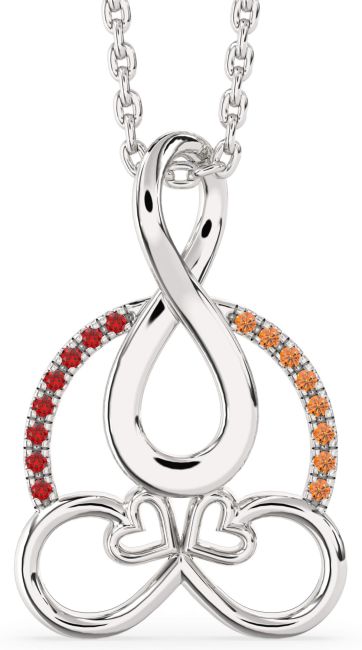 Ruby & Citrine Platinum Infinity Necklace