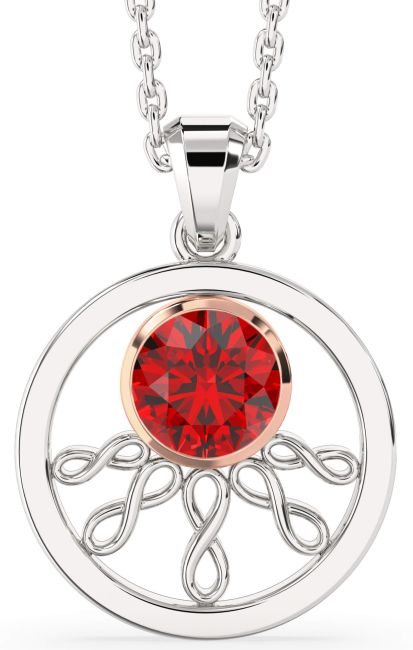 Ruby White Rose Gold Infinity Necklace