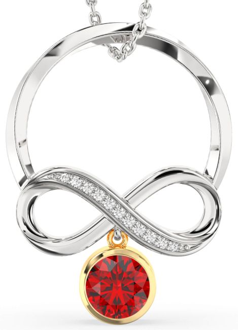 Ruby Silver & 10K gold Infinity Necklace