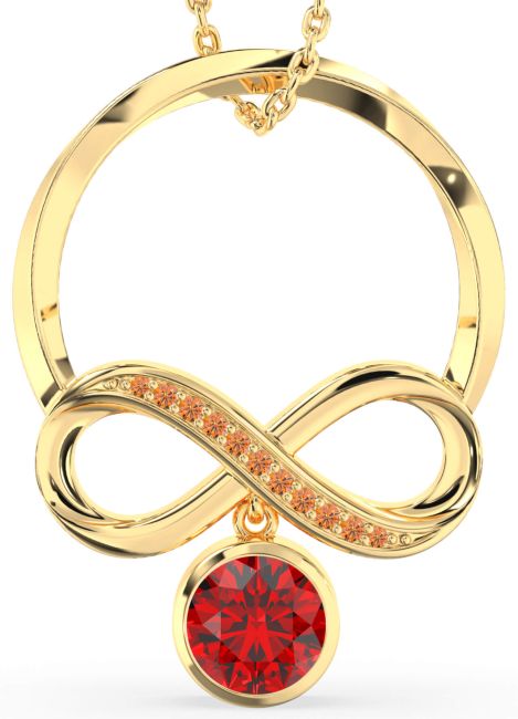 Ruby & Citrine Gold Infinity Necklace