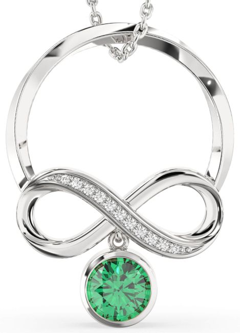 Emerald Platinum Infinity Necklace