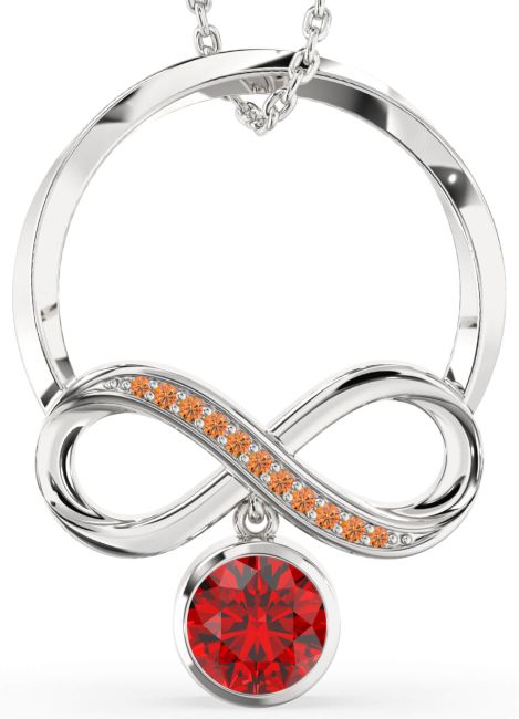 Ruby & Citrine Silver Infinity Necklace