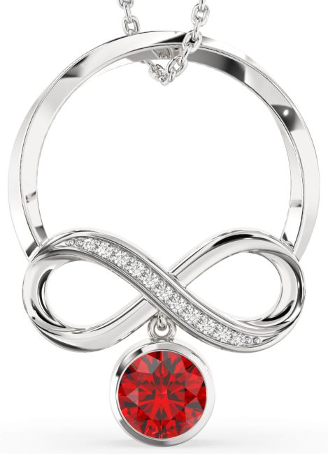 Ruby Platinum Infinity Necklace
