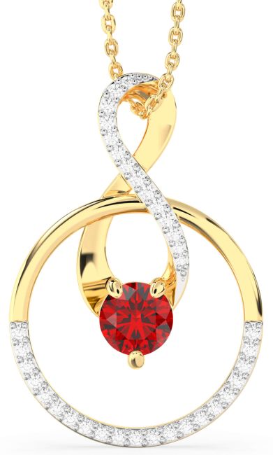 Diamond Ruby Gold Infinity Interlock Necklace