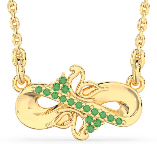 Emerald Gold Silver Infinity Butterfly Necklace