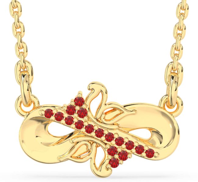 Ruby Gold Silver Infinity Butterfly Necklace