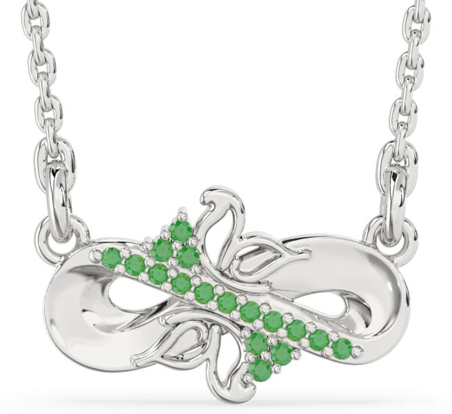 Emerald White Gold Infinity Butterfly Necklace