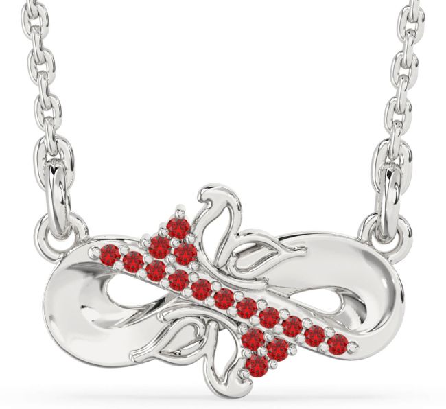 Ruby Silver Infinity Butterfly Necklace