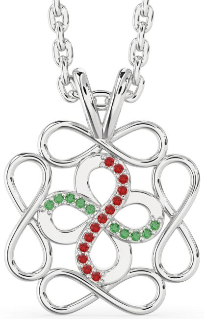 Emerald & Ruby Platinum Infinity Necklace