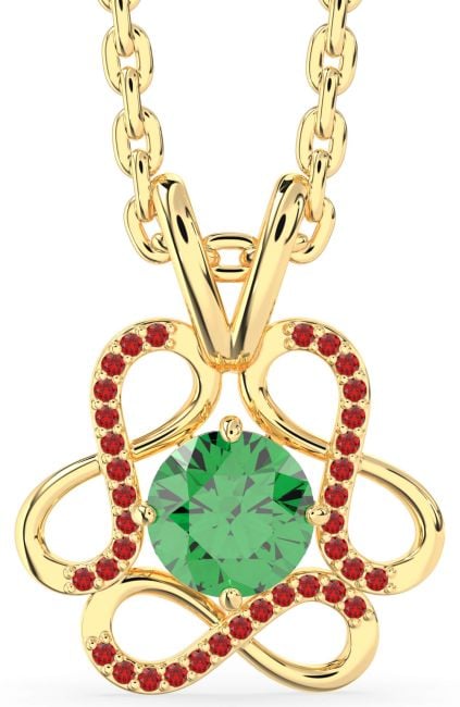 Emerald & Ruby Gold Infinity Necklace