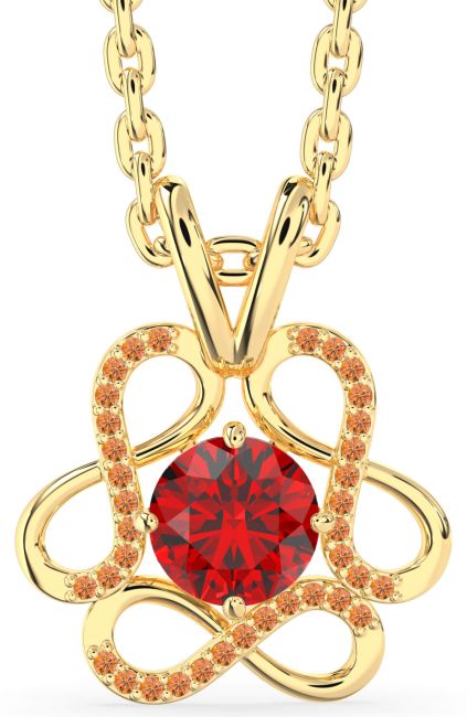 Ruby & Citrine Gold Infinity Necklace