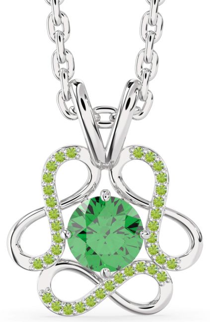 Emerald & Peridot Platinum Infinity Necklace
