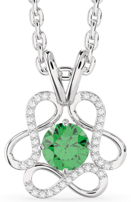 Emerald Platinum Infinity Necklace