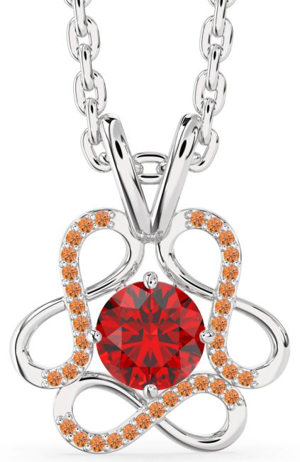 Ruby & Citrine Silver Infinity Necklace
