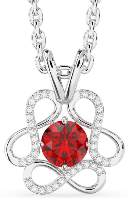 Diamond & Ruby Platinum Infinity Necklace