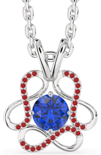 Blue Sapphire & Ruby Silver Infinity Necklace