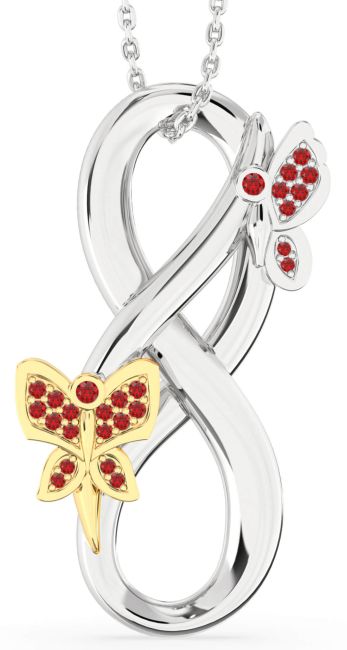 Ruby Silver & 10K gold Infinity Necklace