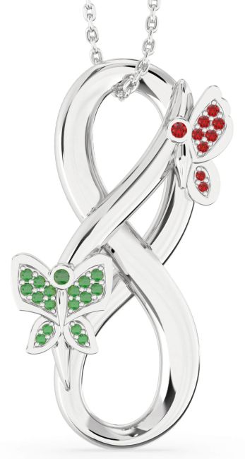 Emerald & Ruby Platinum Infinity Necklace