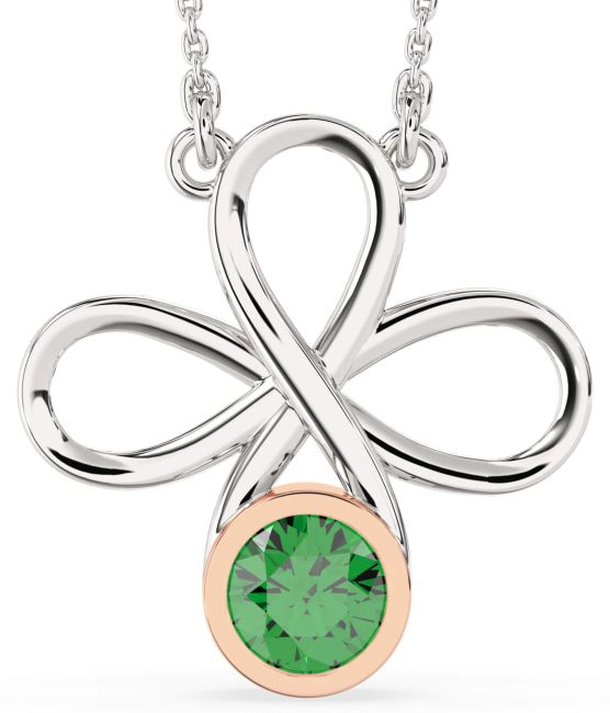 Emerald White Rose Gold Infinity Necklace