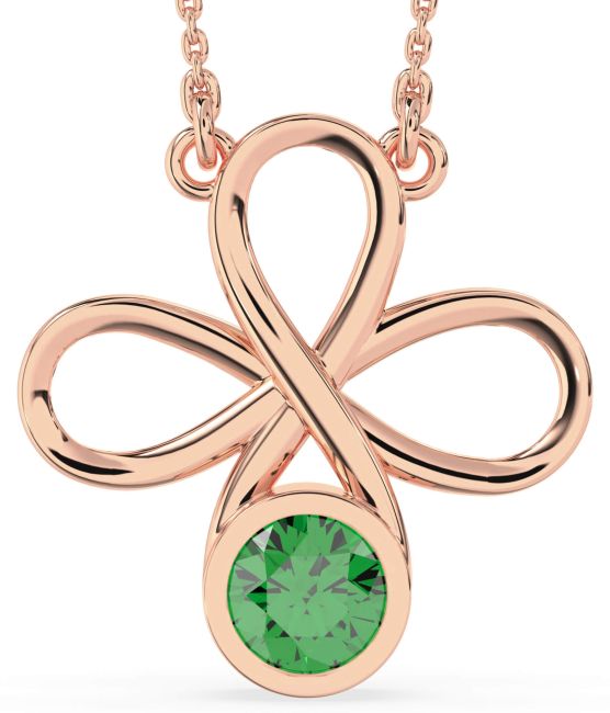 Emerald Rose Gold Infinity Necklace