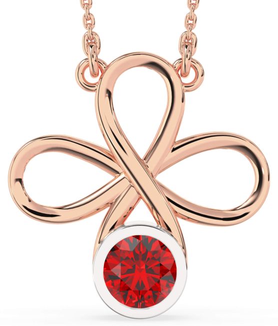 Ruby White Rose Gold Infinity Necklace