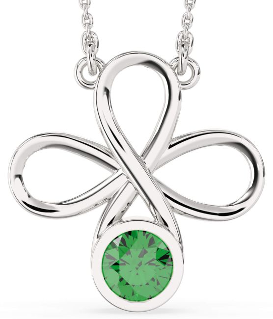 Emerald White Gold Infinity Necklace