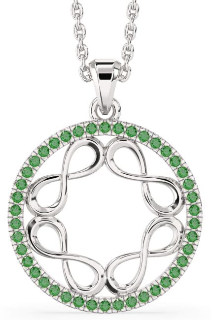 Emerald Platinum Infinity Necklace