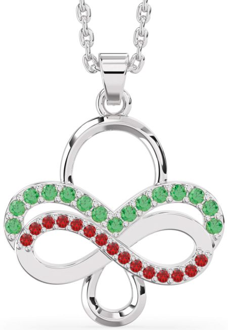 Emerald & Ruby Platinum Infinity Necklace