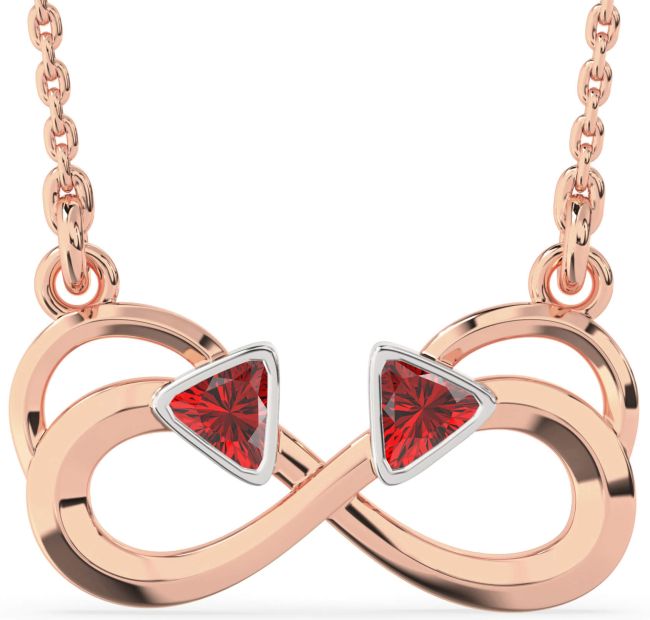 Ruby Rose Gold Silver Infinity Birthstone Necklace