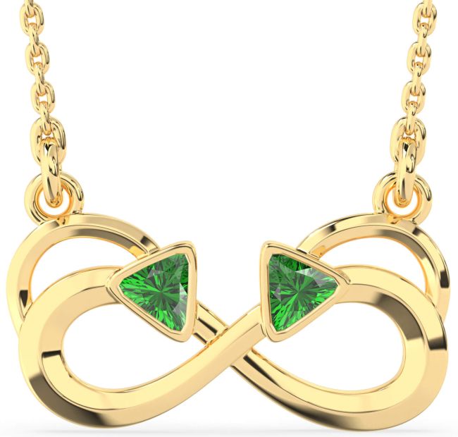 Emerald Gold Infinity Birthstone Necklace