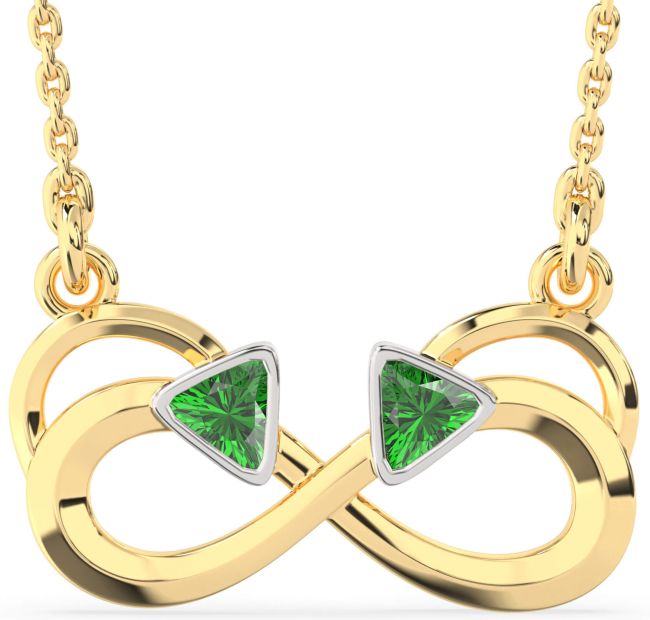 Emerald Gold Silver Infinity Birthstone Necklace