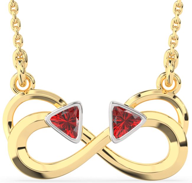 Ruby Gold Silver Infinity Birthstone Necklace