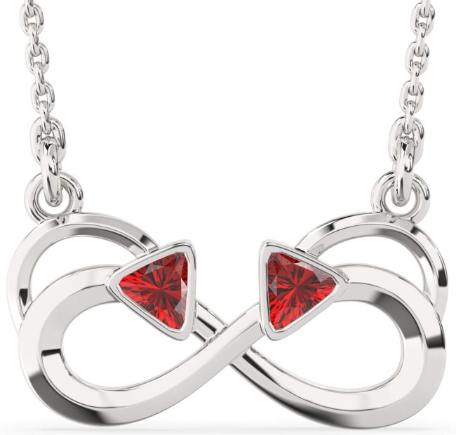Ruby Platinum Infinity Birthstone Necklace