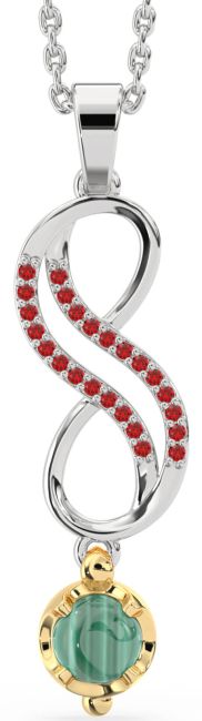 Large Ruby Silver & 10K gold Agate Infinity Necklace