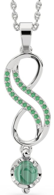 Large Emerald Platinum Agate Infinity Necklace