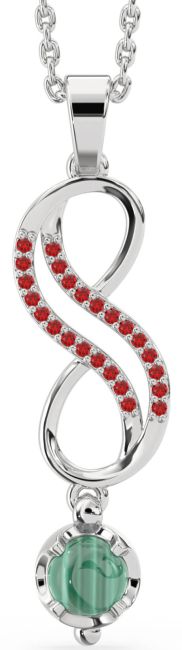 Large Ruby Platinum Agate Infinity Necklace