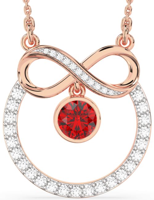 Diamond Ruby Rose Gold Infinity Necklace