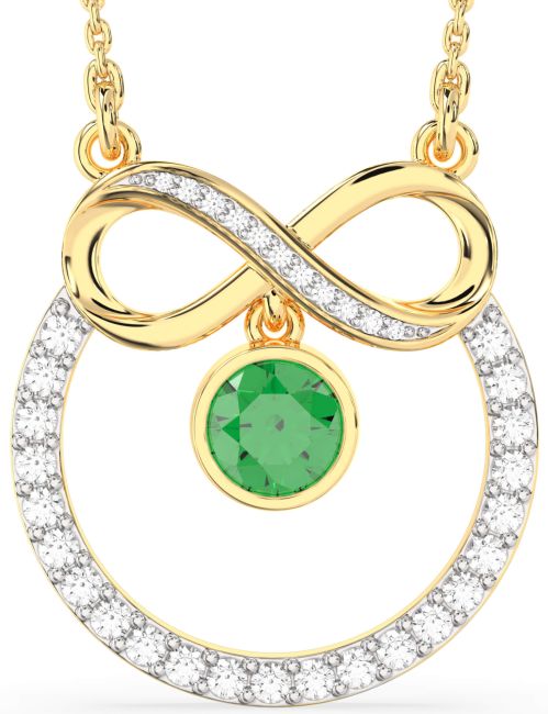 Diamond Emerald Gold Infinity Necklace