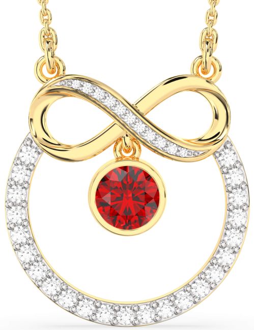 Diamond Ruby Gold Infinity Necklace