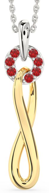 Ruby Silver & 10K gold Infinity Interlock Necklace