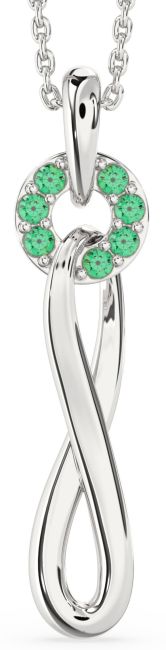 Emerald Platinum Infinity Interlock Necklace