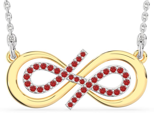 Ruby Silver & 10K gold Infinity Necklace